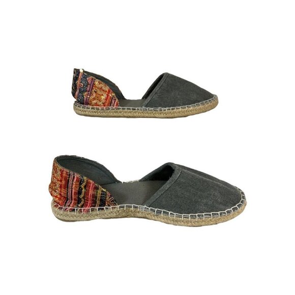 Muk Luks Canvas Womens 8 Slip On Rope-Lined Flats Glitter Heel Lightweight Comfy - Picture 3 of 7